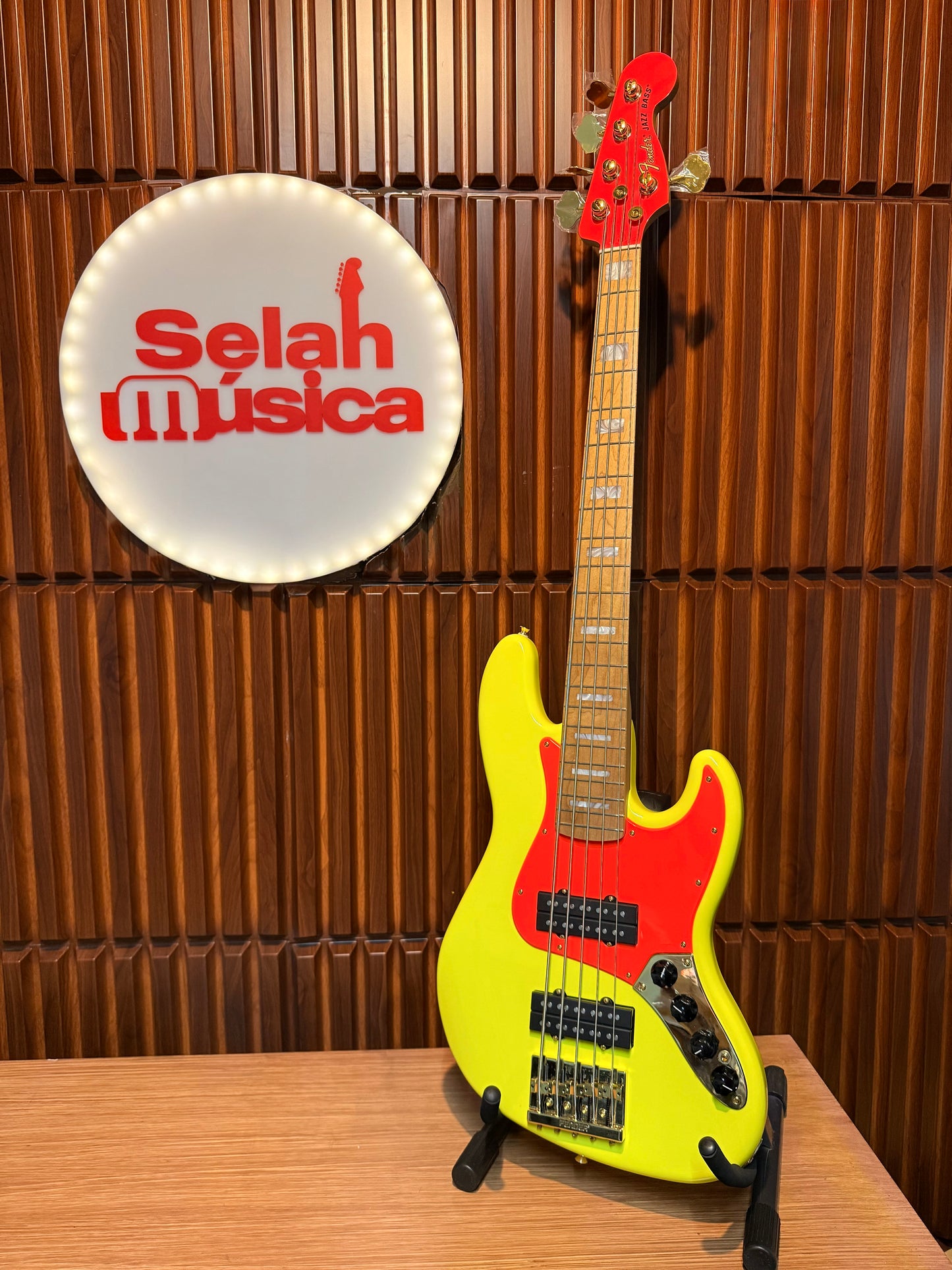 Bajo Eléctrico Fender MonoNeon Jazz Bass V Neon Yellow