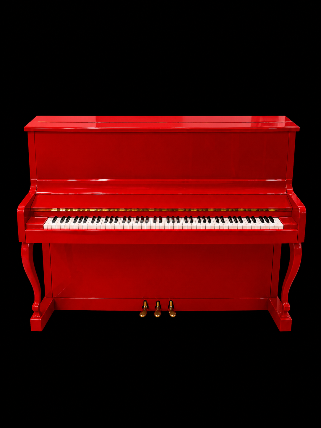 🎹 Piano Vertical Strauss & Sons Rojo