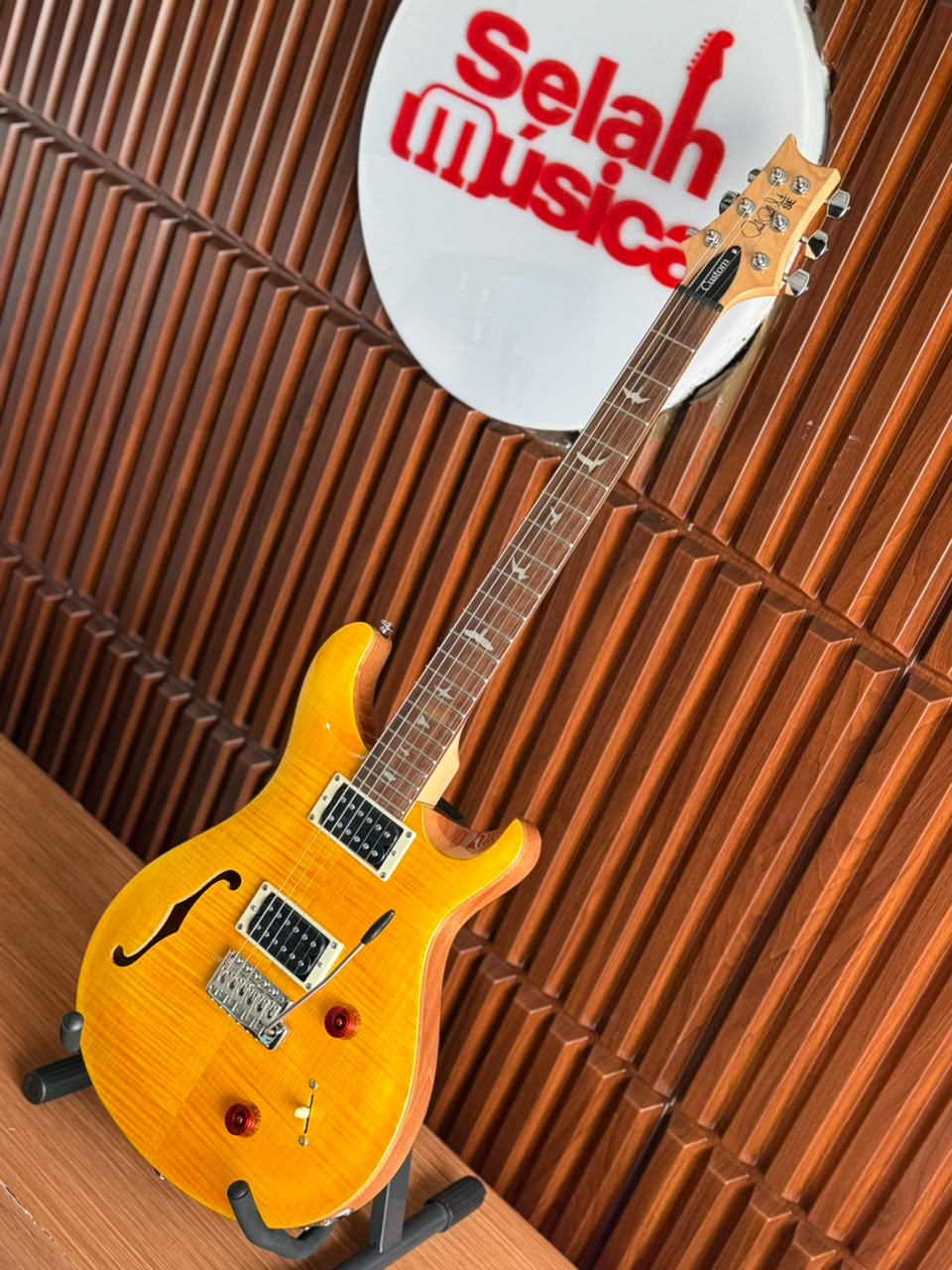 guitarra eléctrica PRS SE Custom 22 Semi-Hollow, Santana Yellow,