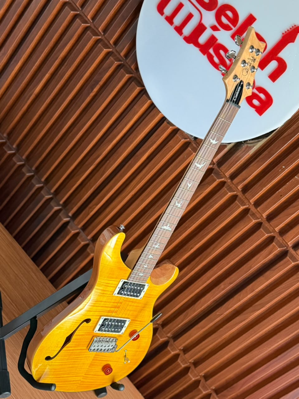 guitarra eléctrica PRS SE Custom 22 Semi-Hollow, Santana Yellow,